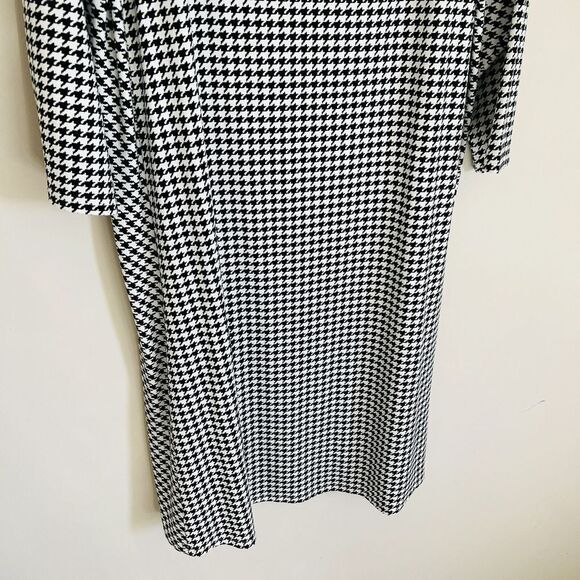 J Jill Dress Wearever Collection Sz L Shift Houndstooth Stretchy 3/4 Sleeve Midi - Picture 3 of 7